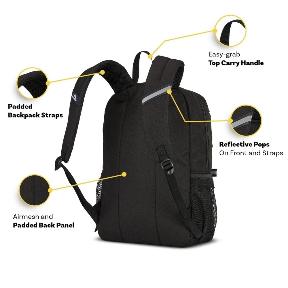 High Sierra Abbreviate Backpack, Laptop Bookbag for Travel One Size Black New - Picture 4 of 13